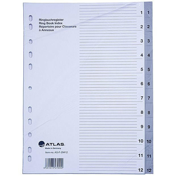 Atlas - Plastic Index & Dividers with Numbers (1 to 12) – Yoghi