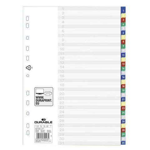 Durable A4 Divider 1-31 Color, 6756.