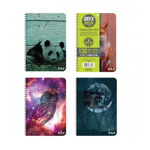 Onyx & Green Spiral Notebook, 4"X6", 65 Sheets, Ruled , Assorted Color (6801).