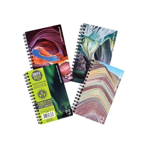 Onyx & Green Spiral Notebook 3""X5"", 120 Pages, Assorted Color, (6803).