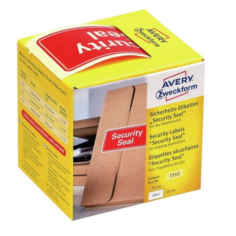 Avery Security Labels For Shipping-Red , 100 Labels ,W 78 mm x H 38 mm 7310