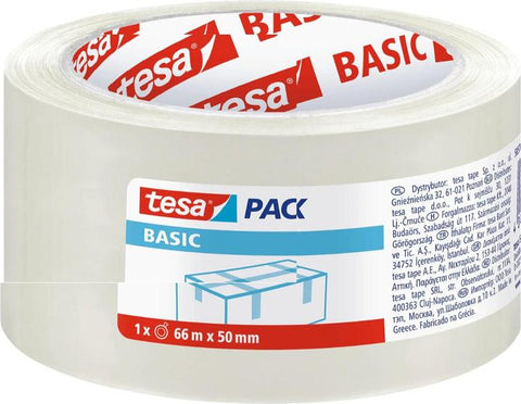 Tesa Pack Basic Sealing Carton Tape -Transparent , 66 m x 50 mm