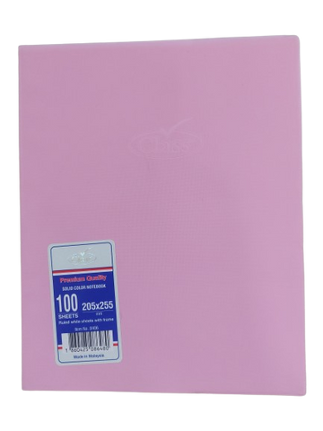 Class Solid PVC Note Book F17 -10 x 8 '' , 100 Sheets Ass Colours