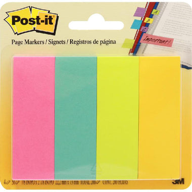 3M Post It Page Markers -Assorted 671-4AU 1'' x 3''