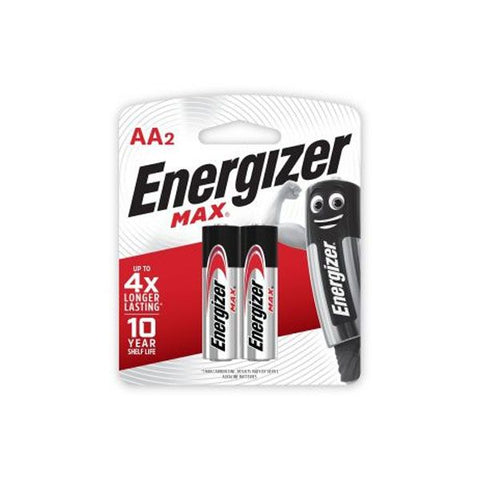 Energizer MAX AA Alkaline Batteries, Pack of 2, 1.5V.