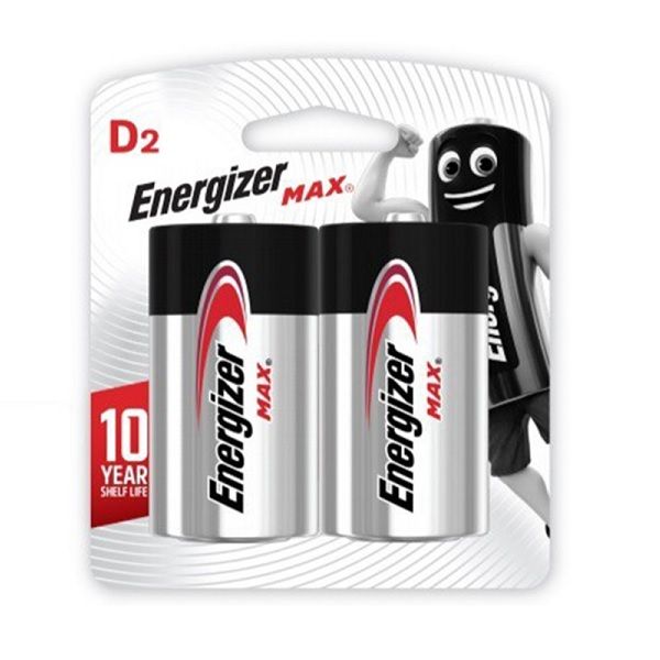 Energizer Max D2 Alkaline Batteries, 2 Pieces - 1.5 Volt.