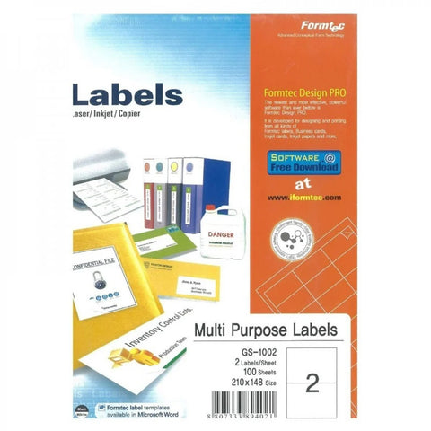 FORMTEC STICKER LABEL 2 210X148 MM MM GS-1002 PKT-100