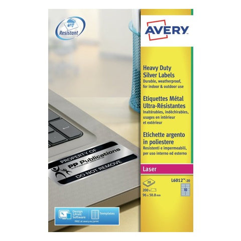 Avery Heavy Duty Labels , 200 Labels Per 20 Pages
