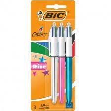 BIC PEN 4 COLOURS SHINE -1 MM , 3 Pens