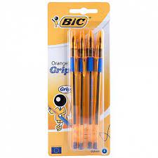 BIC Pen Grip Orange Body Blue,0.8 mm,4 Pens