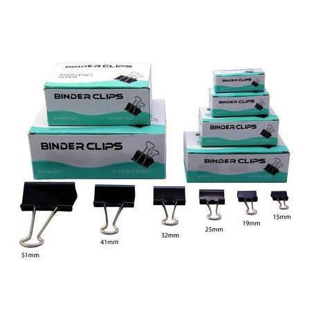 Binder Clips 15 mm, Pack of 12