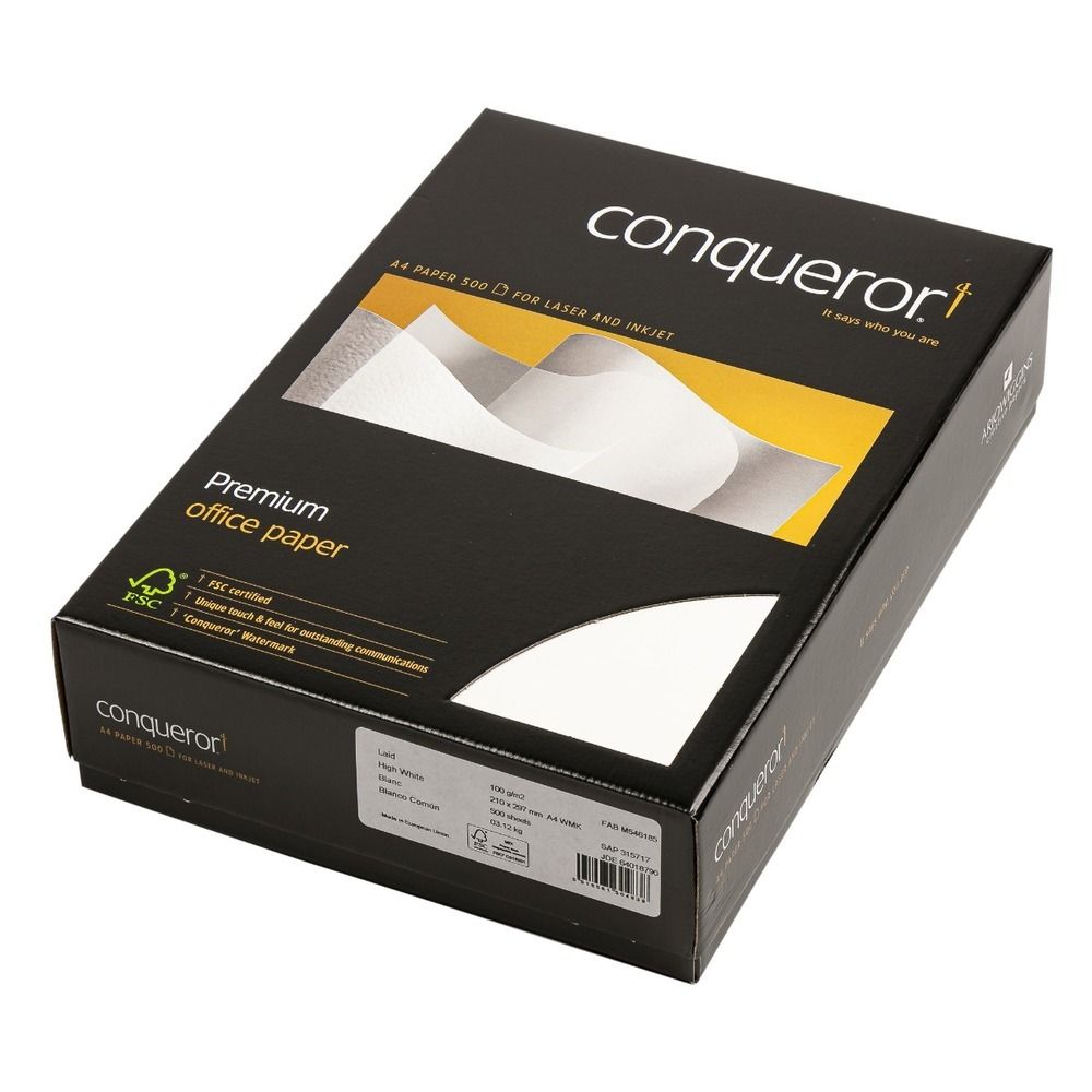 Conqueror Paper Diamond White Textured 100 Gsm A4 500 Sheets.