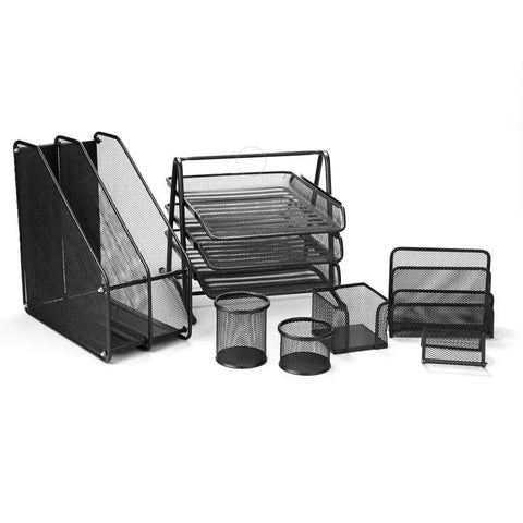 DESK SET MESH 8 PC (3LAYER PAPER TRAY) COLOUR BLACK