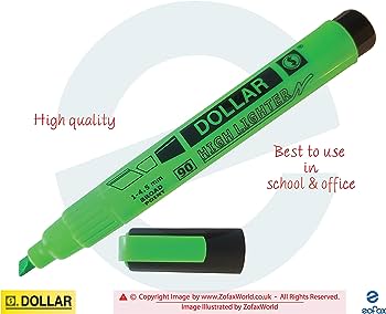 DOLLAR HIGHLIGHTER -Green , 12 pcs.