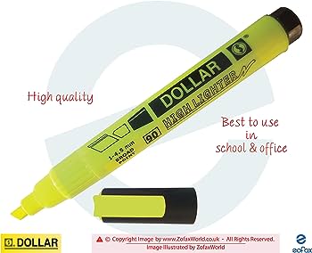 DOLLAR HIGHLIGHTER -Yellow , 12 pcs.