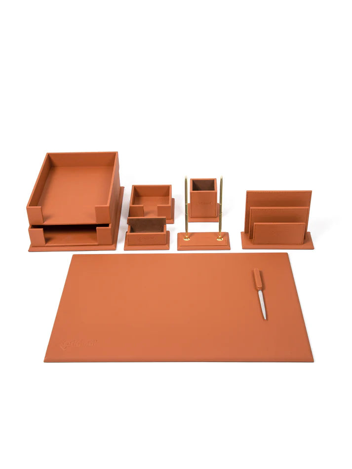 Desktop Set Brown - Set Of 8