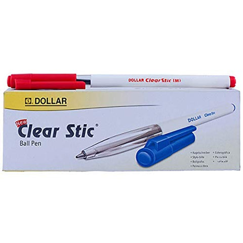 DOLLAR CLEAR STIC PEN -Red , 10.