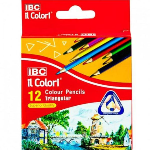 IBC COLOUR PENCIL TRIANGULAR -12 COLOURS, SHORT