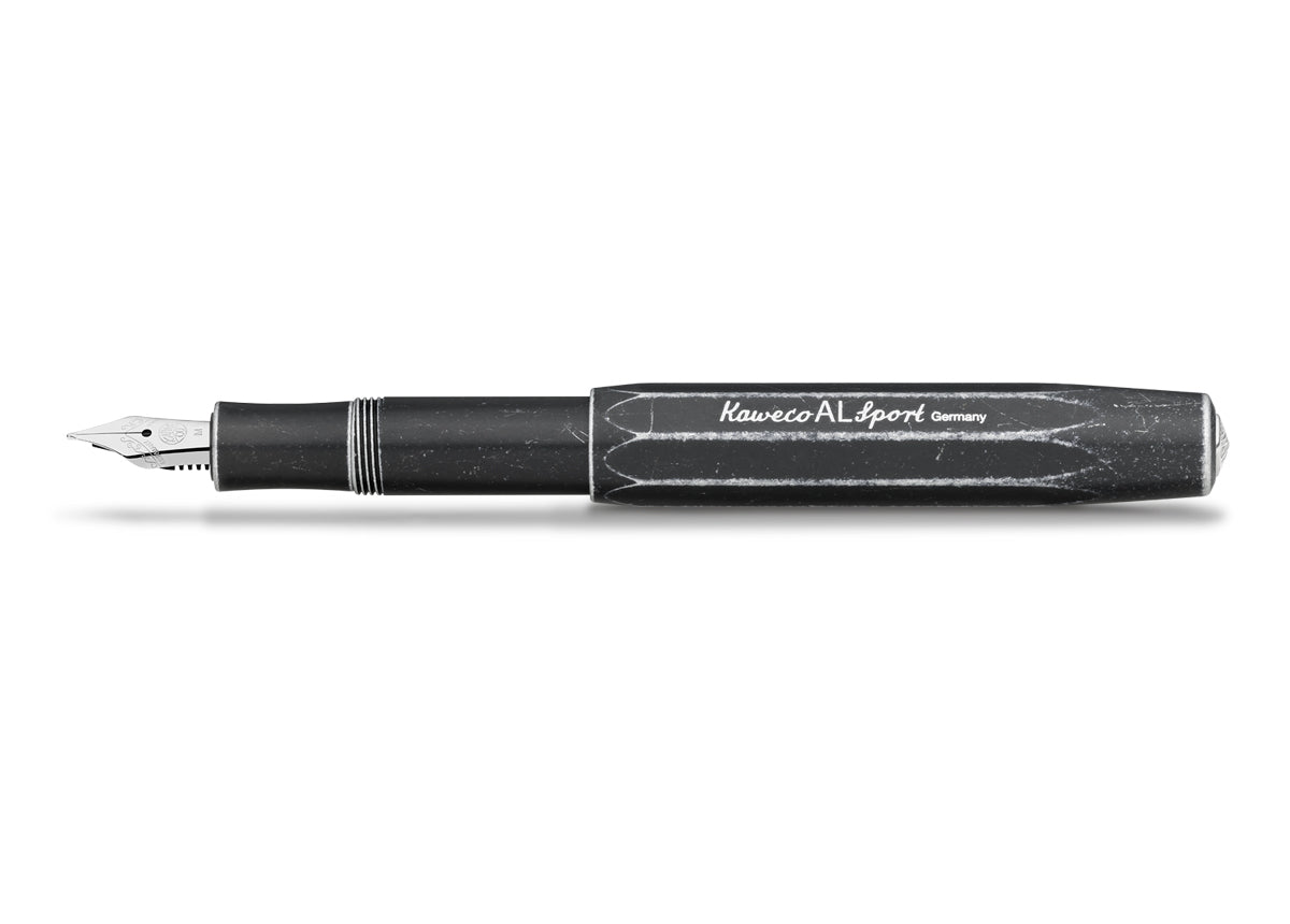 Kaweco AL SPORT Stonewashed Fountain Pen, Black, with broad nib (1.1 mm)