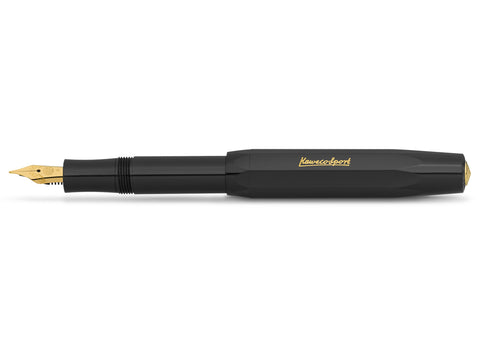 Kaweco CLASSIC SPORT Fountain Pen, Black, with Medium Nib (0.9 mm)