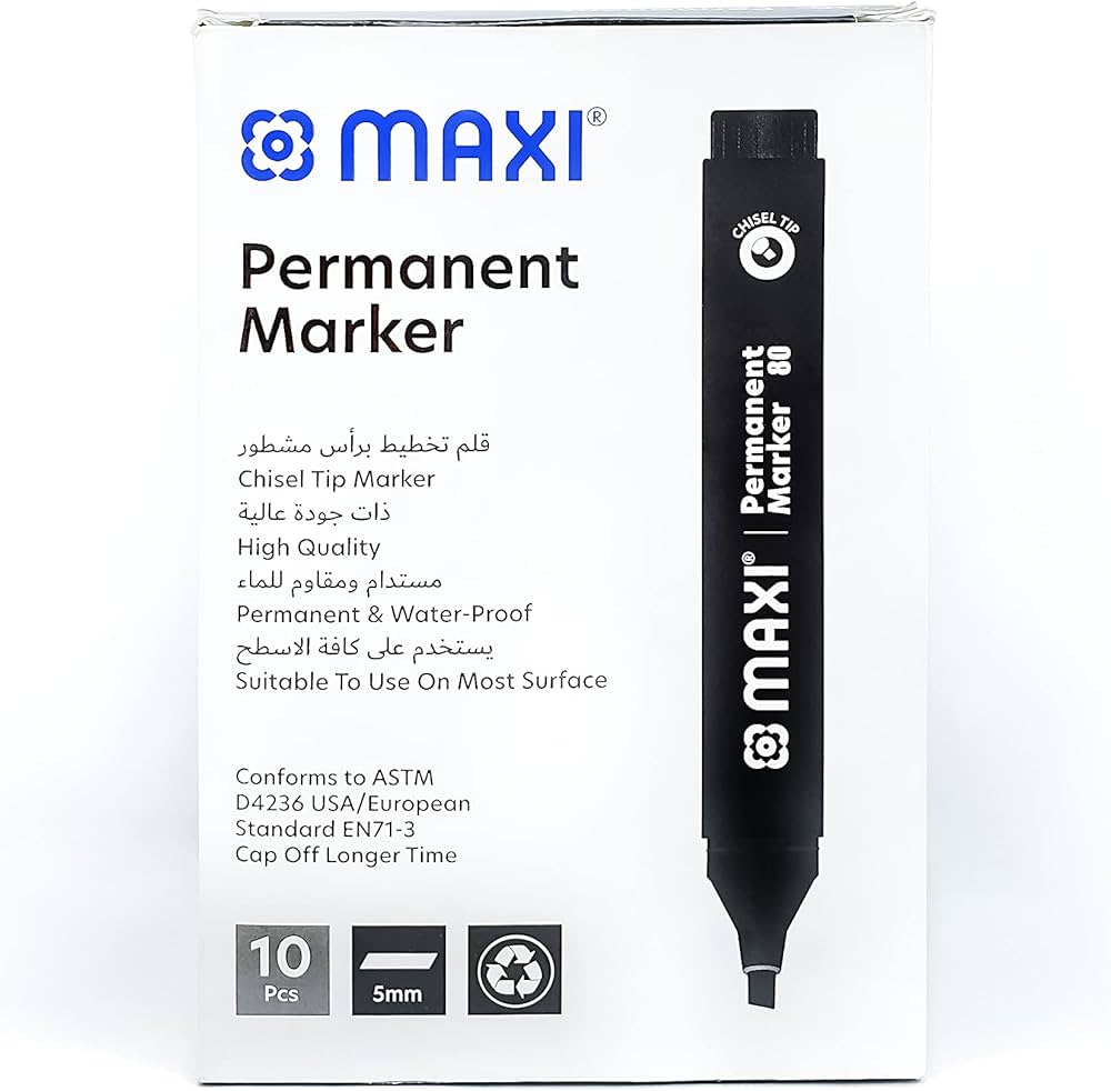 MAXI PERMANENT MARKER PC -Black , CW 80 (Pack Of 10 Pcs)