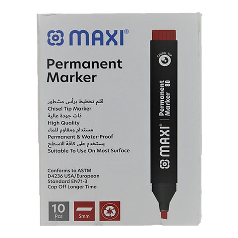 MAXI PERMANENT MARKER PC -Red , CW 80 (Pack Of 10 Pcs)