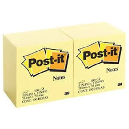 3M Post It Sticky Notes -Yellow , 76 mm x 76 mm.