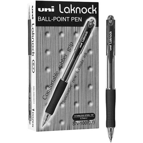 Uni-ball Laknock B/point Pen 0.7mm Black MI-SN100F-BK (Pack Of 12 Pcs).