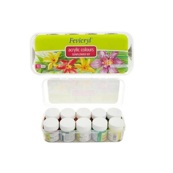 Fevicryl Acrylic Colors, Sunflower Kit, 10 Shades.