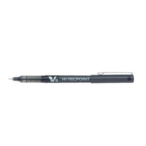Pilot V5 Hi-TechPoint Liquid Ink RollerBall Pen, 05mm, Black.