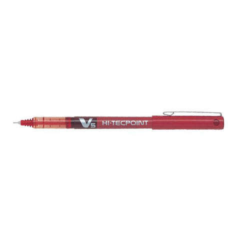 Pilot V5 Hi-TechPoint Liquid Ink RollerBall Pen, 05mm, Red.