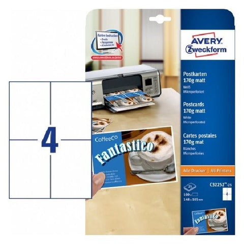 Avery Post Cards, 100 Labels Per 25 Pages.