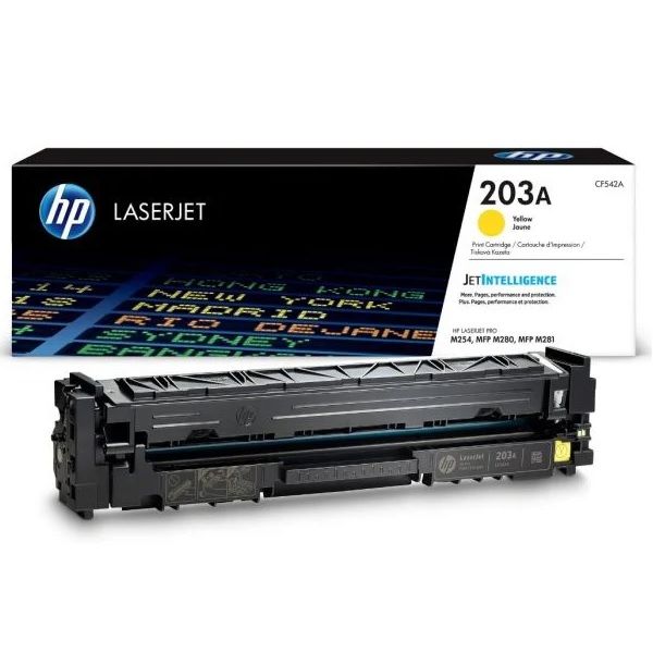 HP 203A Yellow Original LaserJet Toner Cartridge CF542A.