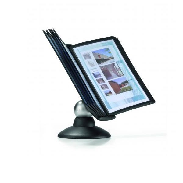 Durable Sherpa Motion 10 Display Unit Rotating with 10 Panels 10 Tabs A4 Black 5587/01.