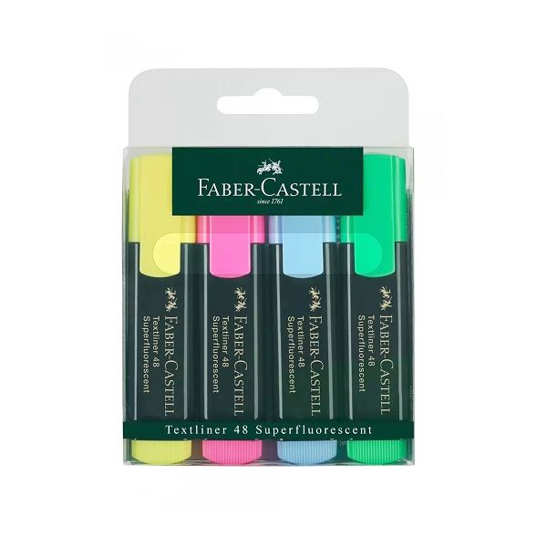 Faber Castell Highlighter Super Fluorescent Colors 4-Piece Set Multicolor.