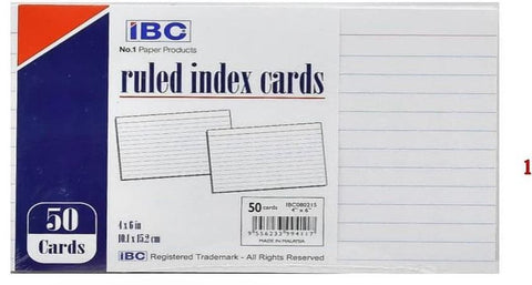 IBC RULED CARD INDEX -4'' x 6'' 50 Card.