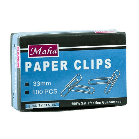 Maha - Paper Clips 33mm , 10 x100 pcs.