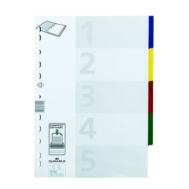 Durable - Plastic divider with 5 colours.