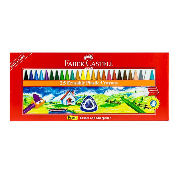 Faber Castell-Regular Crayons 25 Colors with Eraser.
