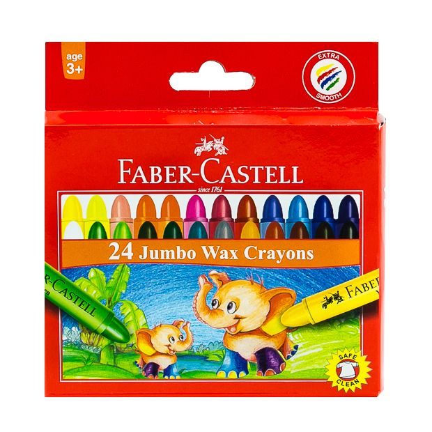 Faber Castell-Jumbo Wax Crayons 24 Colors.