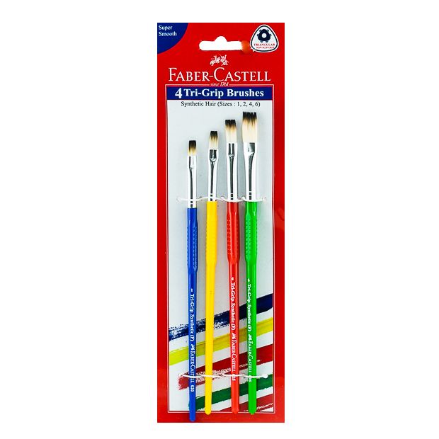 Faber Castell-Tri Grip Brushes Flat Set of 4.