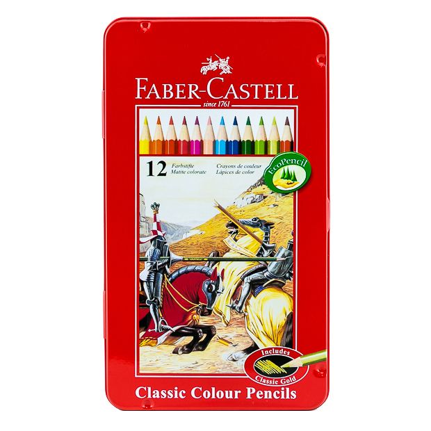 Faber Castell-STD Color Pencil 12 Colors (Flat Tin).