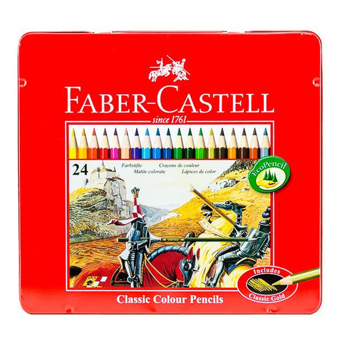 Faber Castell-STD Color Pencil 24 Colors (Flat Tin).