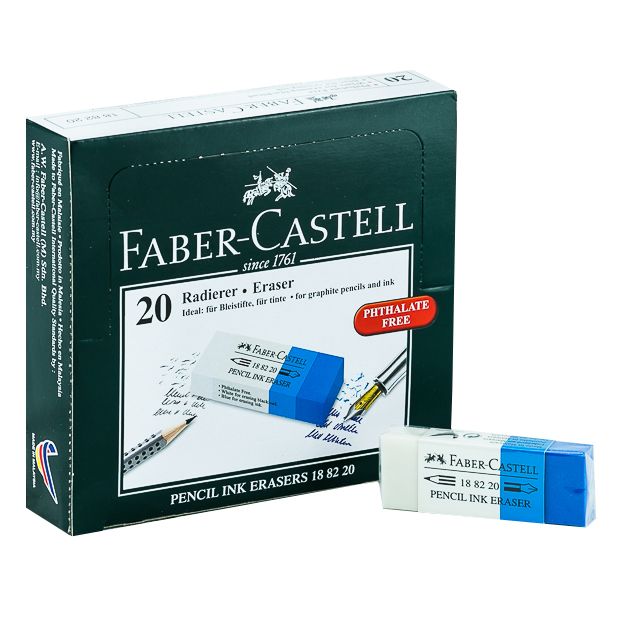 Faber Castell-Eraser Blue/White Packet of 20 Pcs.