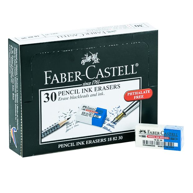 Faber Castell-Eraser Blue/White Packet of 30 Pcs.