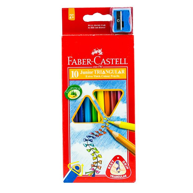 Faber Castell-Junior Triangular Color Pencil 10 (Long).