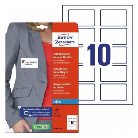 Avery Name Badges, White 200 Labels Per 20 Pages.