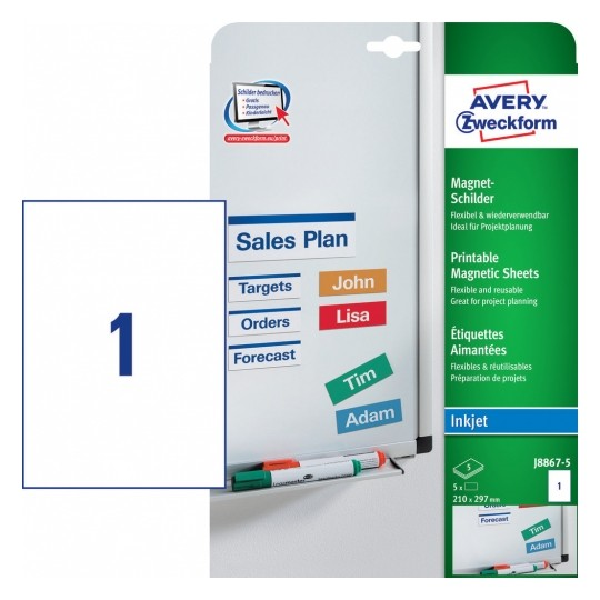 Avery Magnetic Signs , 5 Labels Per 5 Pages.