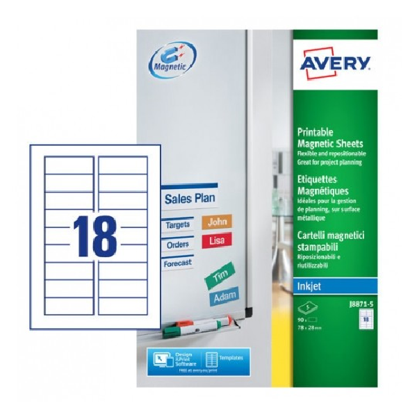 Avery Magnetic Signs , 90 Labels Per 5 Pages.