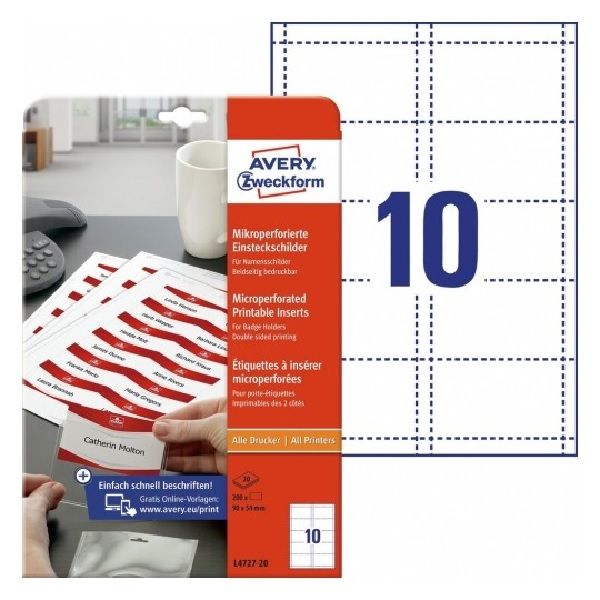 Avery Name Plates, 200 Inserts Per Pack.